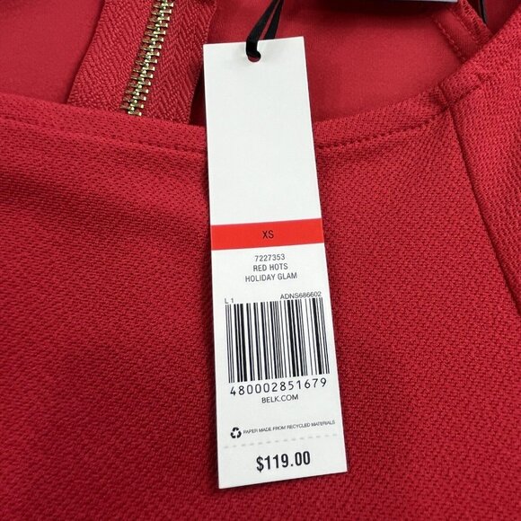 Cynthia Rowley Women XS Red Hots Holiday Glam Dress 7227353 Gold Talon Zipper - Picture 9 of 11